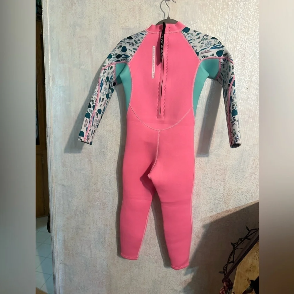 X-Manta Girls Pink and Teal Scuba Diving One Piece Suit, Sz‎ XL